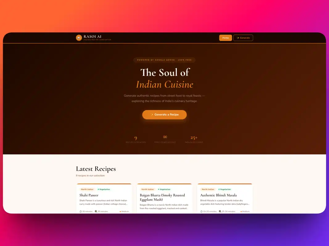 Rasoi AI: AI recipe Generator